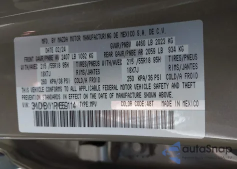 2024 Mazda Cx-30 2.5 Carbon Turbo z USA, uszkodzony, nr VIN 3MVDMBXY1RM659114